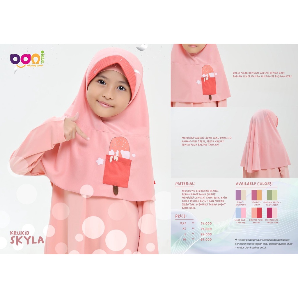 Krukid Skyla | kerudung anak karakter Eskrim | kerudung instan kerudung anak perempuan | Kerudung in