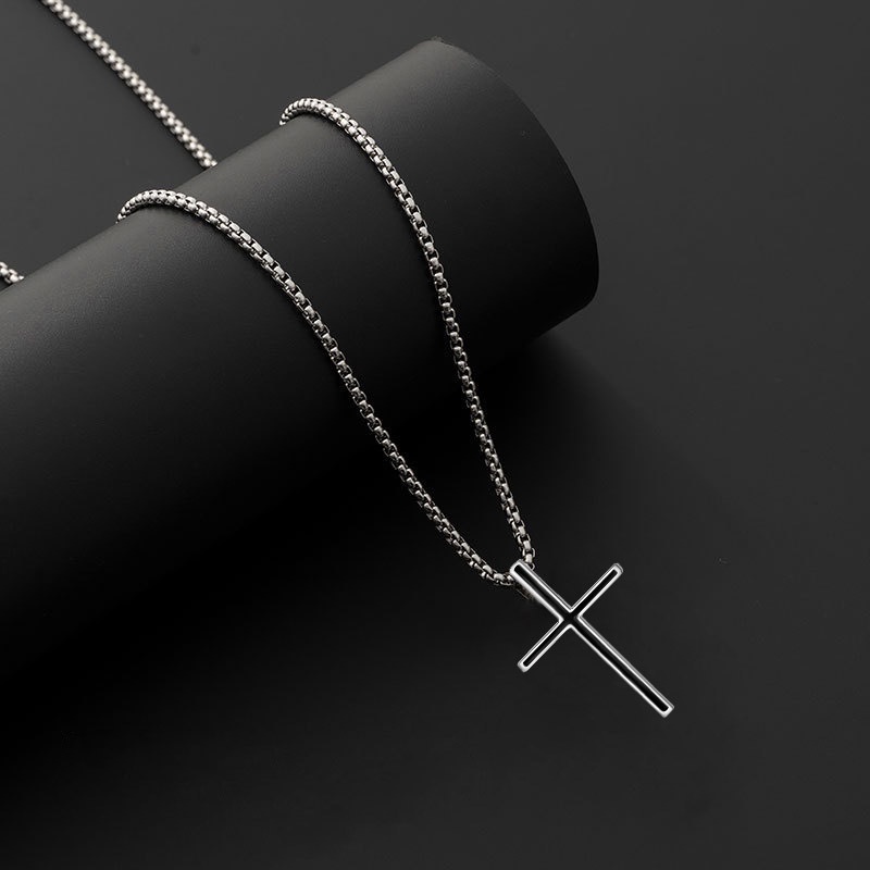 New stainless steel necklace cross series sweater chain internet celebrity hip hop student bundy pendant necklace