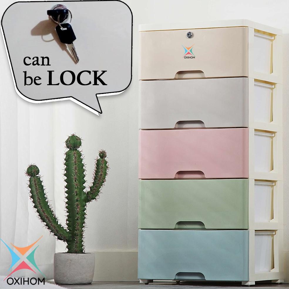 OXIHOM LEMARI PLASTIK LEMARI PAKAIAN LACI PLASTIK KABINET DRAWER STORAGE CABINET TERMURAHH...,,,,,