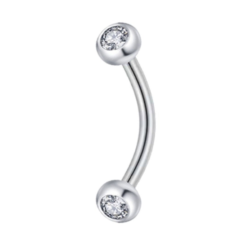 Anting Tindik Alis / Bibir / Tulang Rawan Telinga Bentuk Barbell Lengkung Bahan Stainless Steel