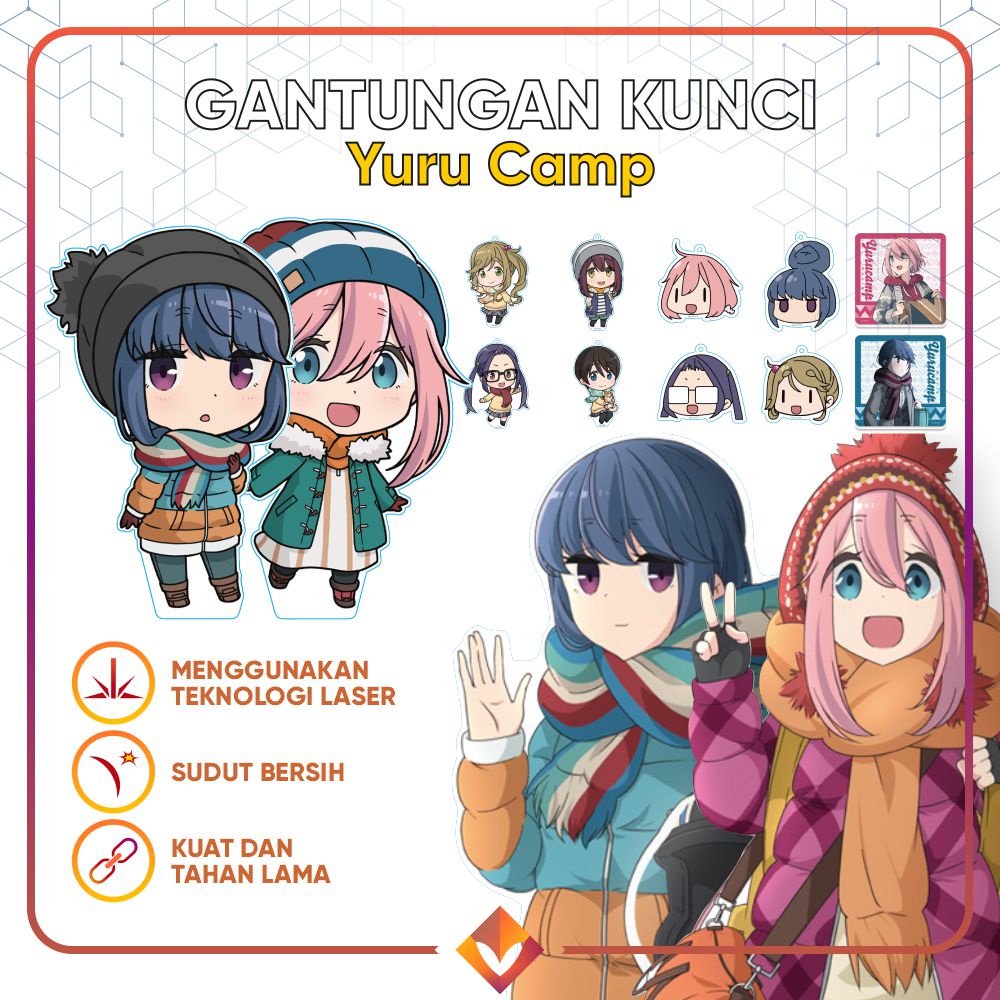 GANCI YURU CAMP CHIBI Keychain Anime Laid-Back Camp Nadeshiko Rin