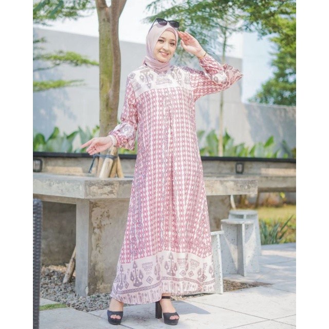 GAMIS baju muslim wanita terbaru gamis kia maxy motif maxmara - dusty termurah twill ori best seller