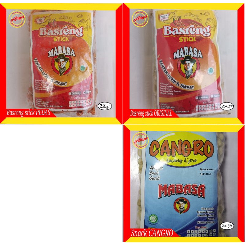 

TERMURAH SNACK CAMILAN Basreng stick PEDAS / ORIGINAL ( DAUN JERUK) / Snack CANGRO ORIGINAL KACANG KEDELAI ( 250gr ) . Camilan enak gurih renyan pedasdan nikmat.