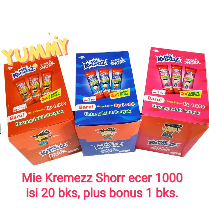 

Mie Kremez Shorr 16 Gram isi 20 Bungkus ( Harga 1 Pack )