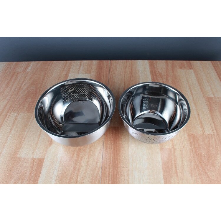 Baskom Saringan Tempat Cuci Beras Sayur Stainless Steel 23cm C0065