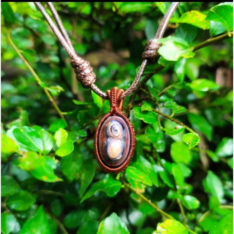 kalung etnik liontin batu akik sulaiman susu 100% natural (N)