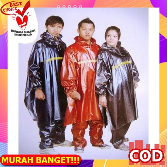 Jas Hujan Motif [Saku Kangguru] Pria Wanita Dewasa Anti Air Bahan Jas Hujan Ponco Tangan Celana Tige