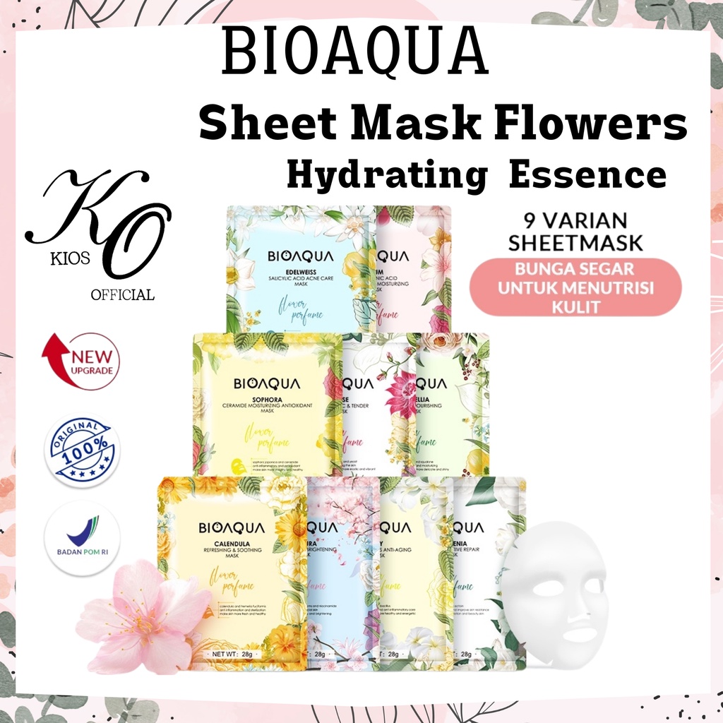 Bioaqua Sheet Mask Flowers Series &amp; Sheet Mask 10X The Effect / Masker Wajah