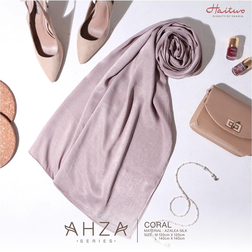 [BISA COD] AHZA Series Bahan Azalea Silk Hijab Segiempat Premium by Haitwo