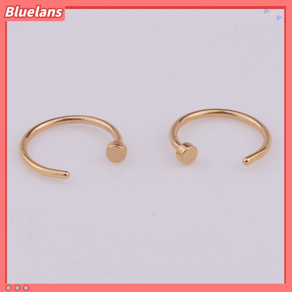 Bluelans Punk 4 Pcs Fashion Stainless Steel Lip Nose Septum Ring Body Piercing Jewelry
