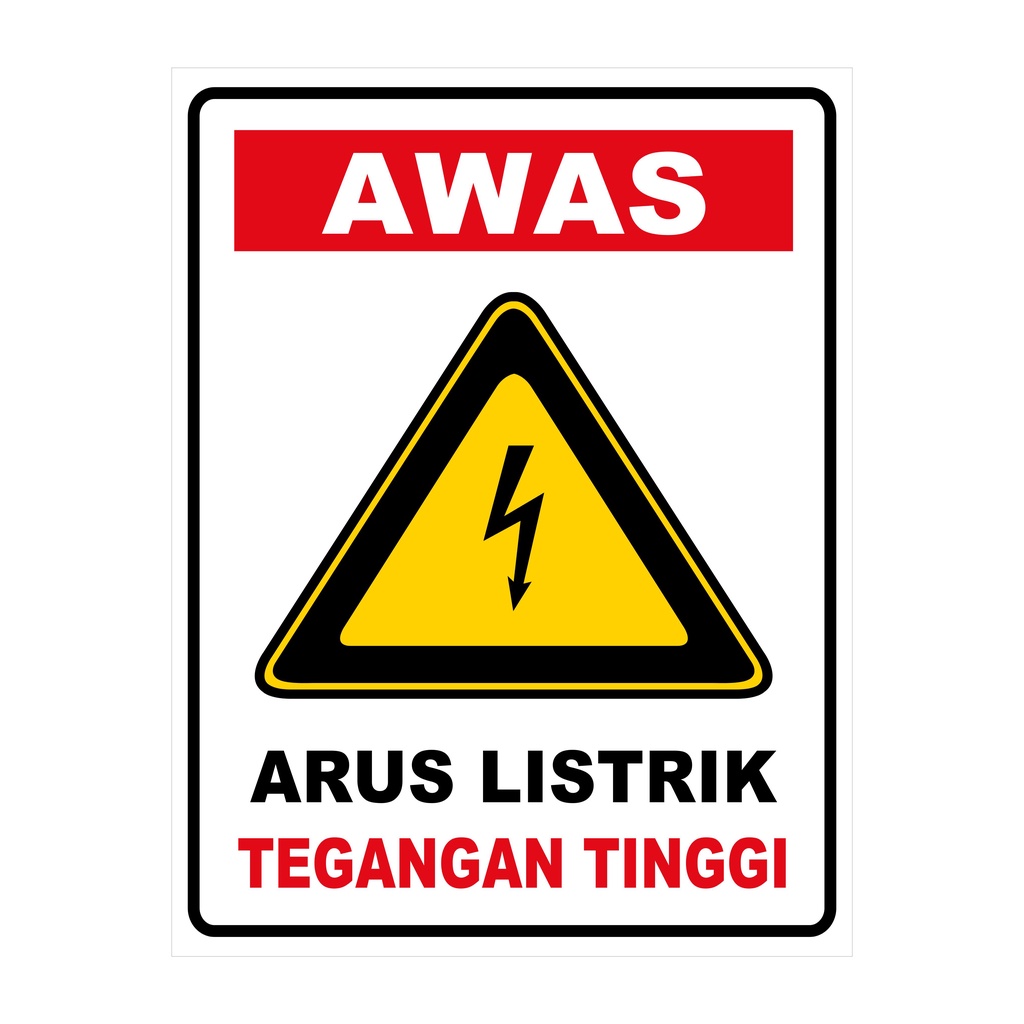 

STIKER VINYL AWAS LISTRIK TEGANGAN TINGGI Uk. 23x30 cm sign rambu k3