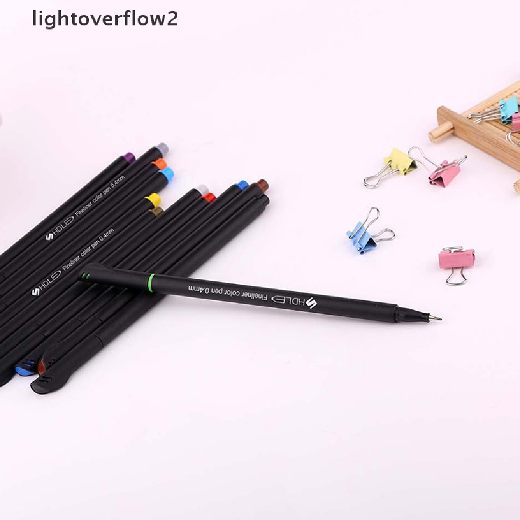 (lightoverflow2) 12pcs / Set Spidol Warna Fine Point Untuk Menggambar