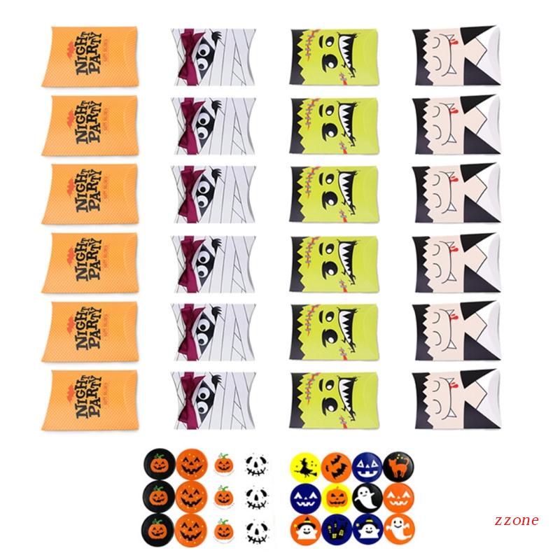 Tas Permen Desain Kalender Advent Pumpkin Demon Mummy Bahan Kertas 24 Hari Untuk Halloween