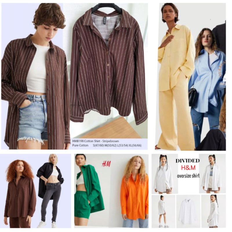 Kemeja Wanita Oversized Shirt H&amp;M Lengan Panjang H&amp;M Original Branded