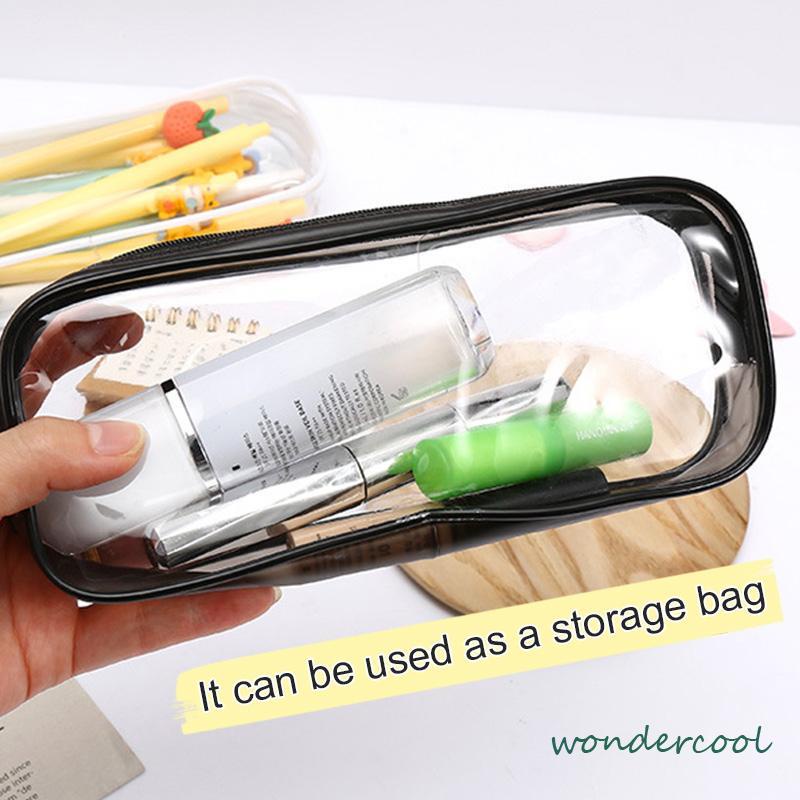 Decompression Primary Middle School Students Competition Rotating Pen Can Write Student Rotating PenTransparent PVC Student Stationery Zipper Pen Bag Travel Portable Toiletry Makeup Storage Bag-Won