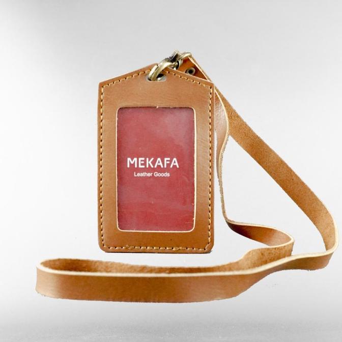 

Gantungan Id Card Holder Mekafa Facard Name Tag Kulit Sapi Asli Brown