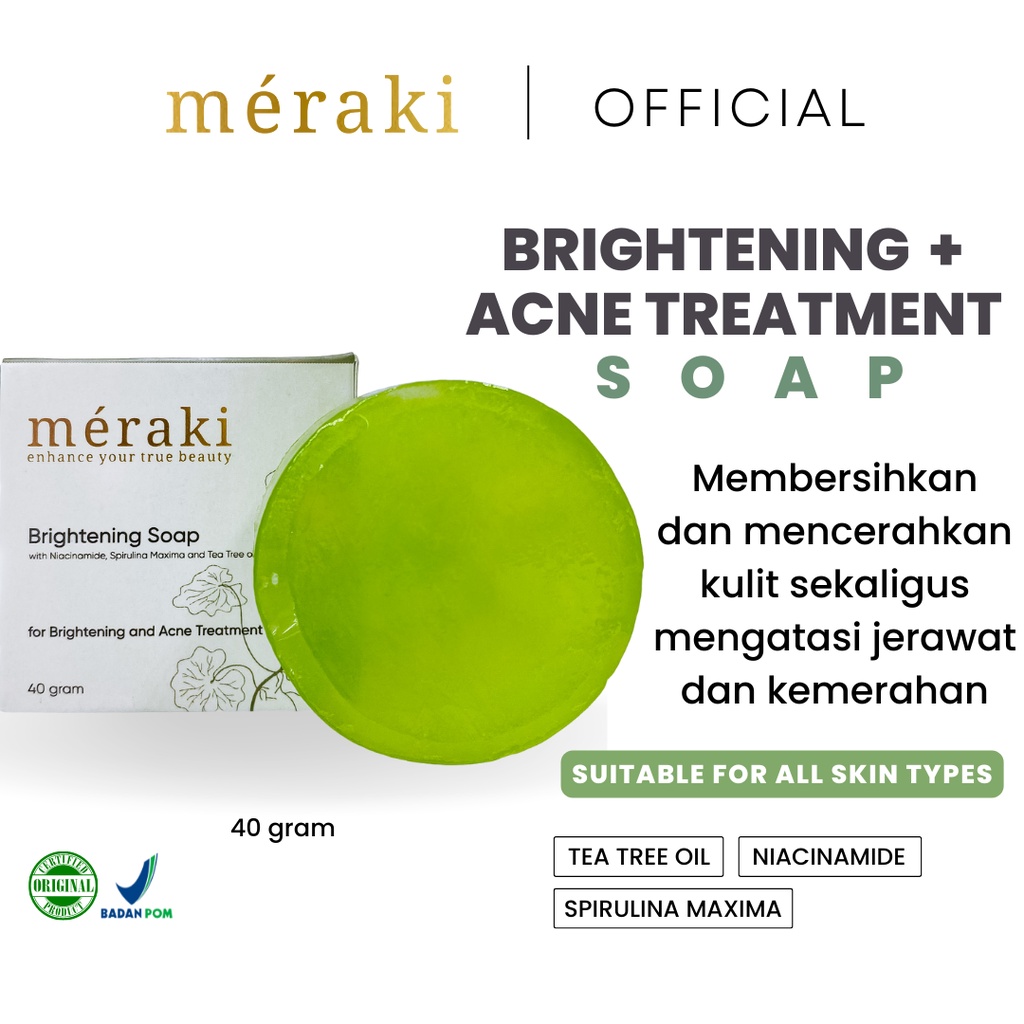 Meraki Skincare - Brightening & Acne Treatment Soap | Brightening Face Wash | Sabun Mencerahkan Waja