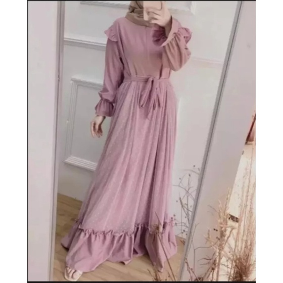 Gamis/Rosse/Tille/Pakain/baju/Dress/Perempuan/Wanita/Dewasa/Muslimah/Tanagan/Panjang/Terbru/2022/Yan