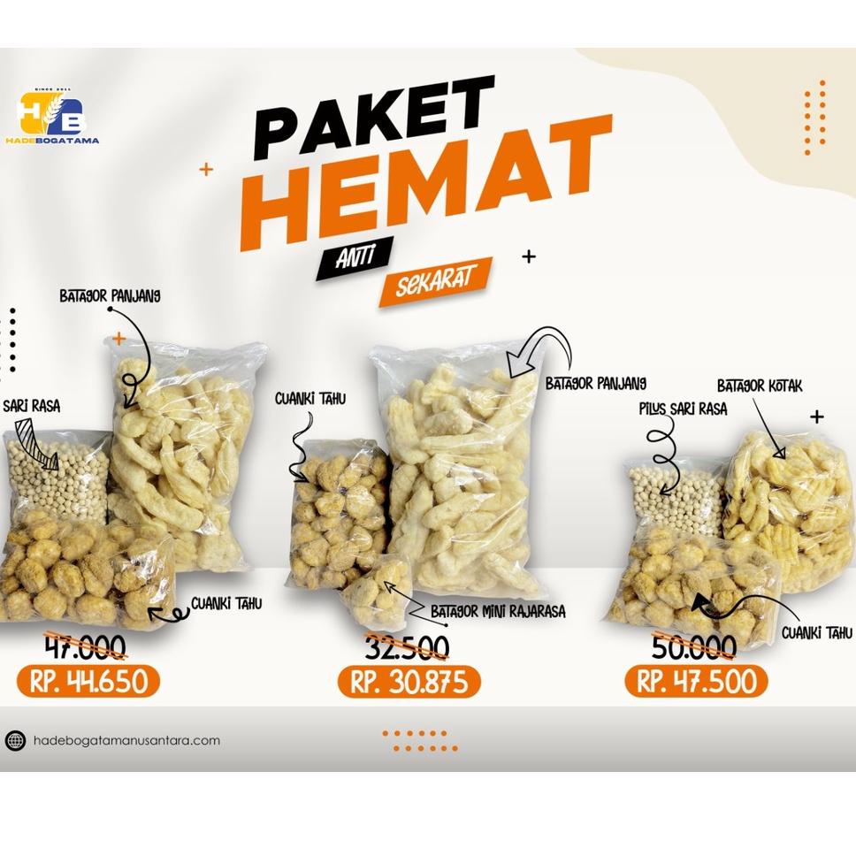

9.9 MALL PAKET HEMAT A (BATAGOR PANJANG, PILUS SARIRASA, CUANKI TAHU) grosir