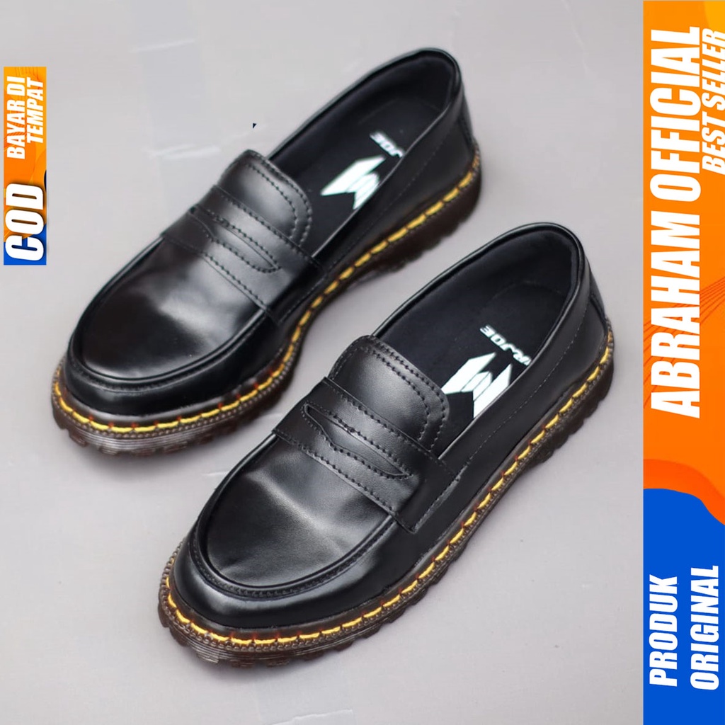 Sepatu Docmart Wanita Loafers Hitam Kekinian Abraham Nurmie