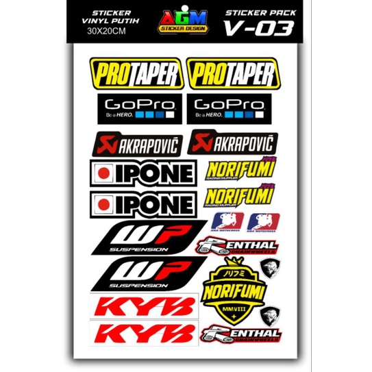 Stiker Logo Sponsor Pack Vinly Putih Isi 20-25 pcs