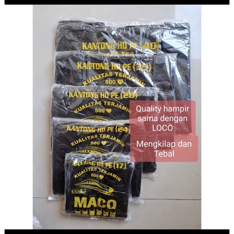 KANTONG PLASTIK KRESEK HITAM MURAH LOCO HD PE UKURAN 17,24,28