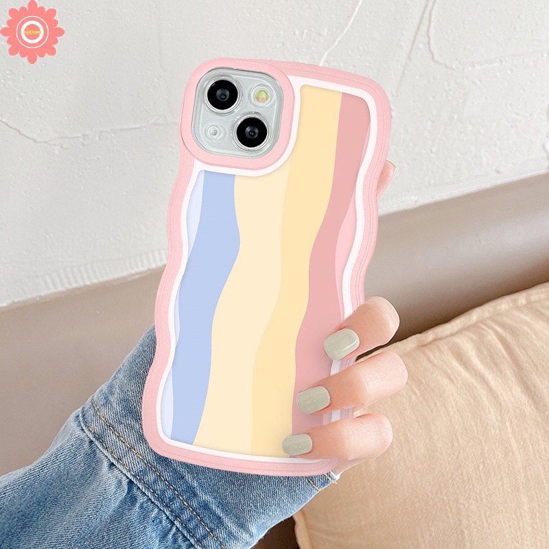 Casing Fashion Rainbow Warna-Warni Untuk Samsung A14 A04 A52 A51 A03s A52s A22 A13 A04E A50 A50s A30s A04s A11 A20 A30 A12 A32 A03 A33 A21s A53 A30 A20s A23 A02s A31 Casing Tepi Bergelombang Lembut