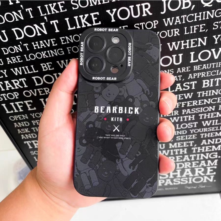 Ins Casing iPhone 14 14pro 14Plus 14prm 13 13pro 13prm 11 7Plus 8Plus Xr XS 12pro Max Motif Beruang Hitam