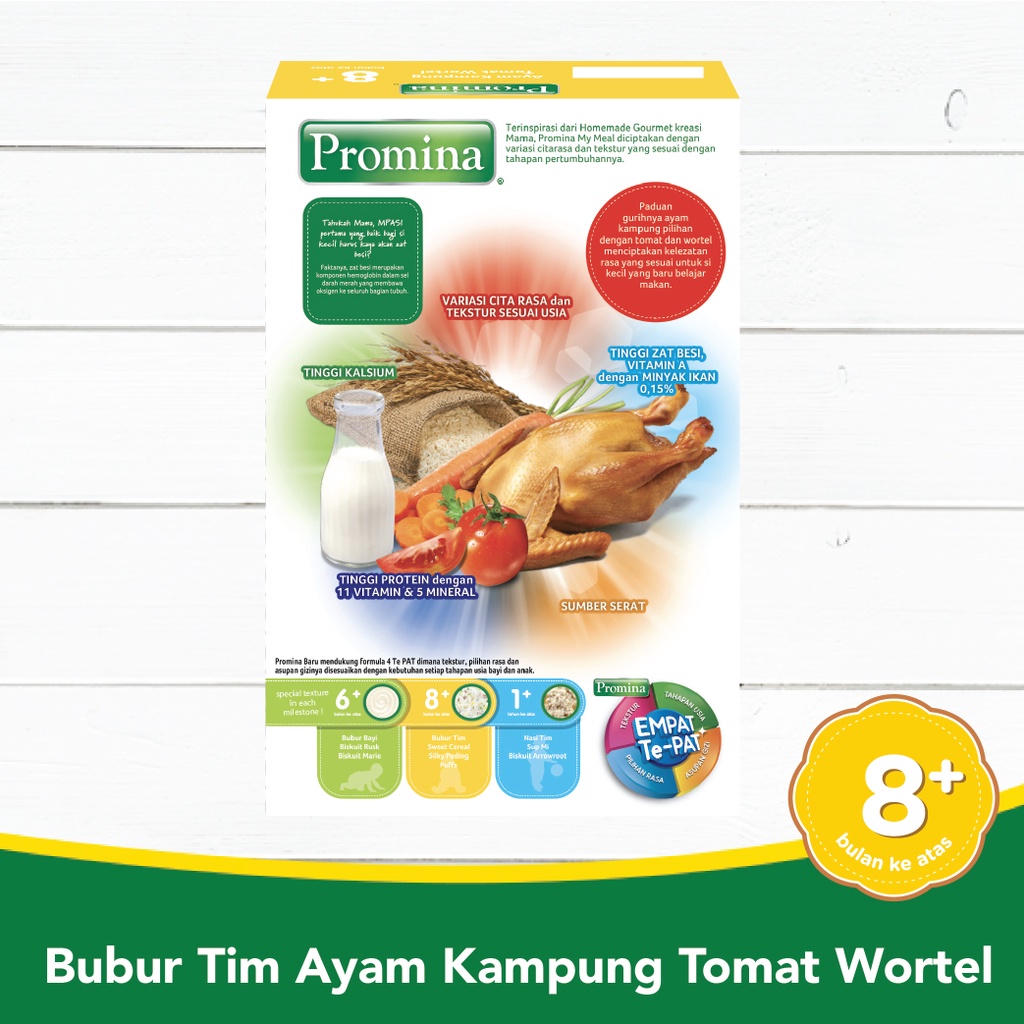 Promina Bubur Tim 8+ Ayam Kampung Tomat Wortel Box 100 g x 1Pcs