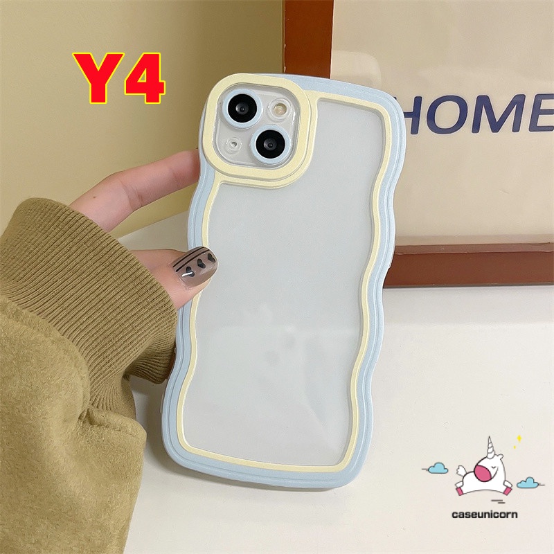 Casing Tepi Bergelombang Simple Mewah Untuk Redmi 12C 9 9A 10 10A 9C 9T Note9 8 11 11s 10 10Pro Note10 Note11 Note 10Pro Macaron Jahitan Kontras Warna Permen Transparan Bening Soft Case