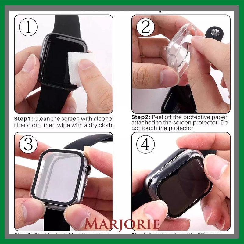 2PCS/ SET Tali Strap Sport Band  40mm 44mm +Kotak kaca yang dikeraskan untuk Apple Watch  iwatch Series 4 5 6 SE  Sillicone-MJD