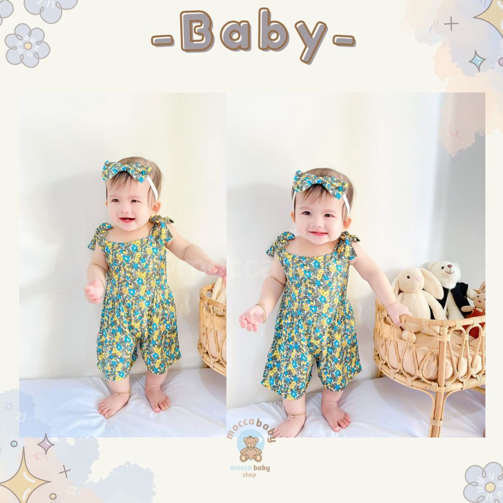 MBSS - BBB JUMPSUIT HANA setelan anak perempuan jumper bayi motif bunga lucu free headband PART 1