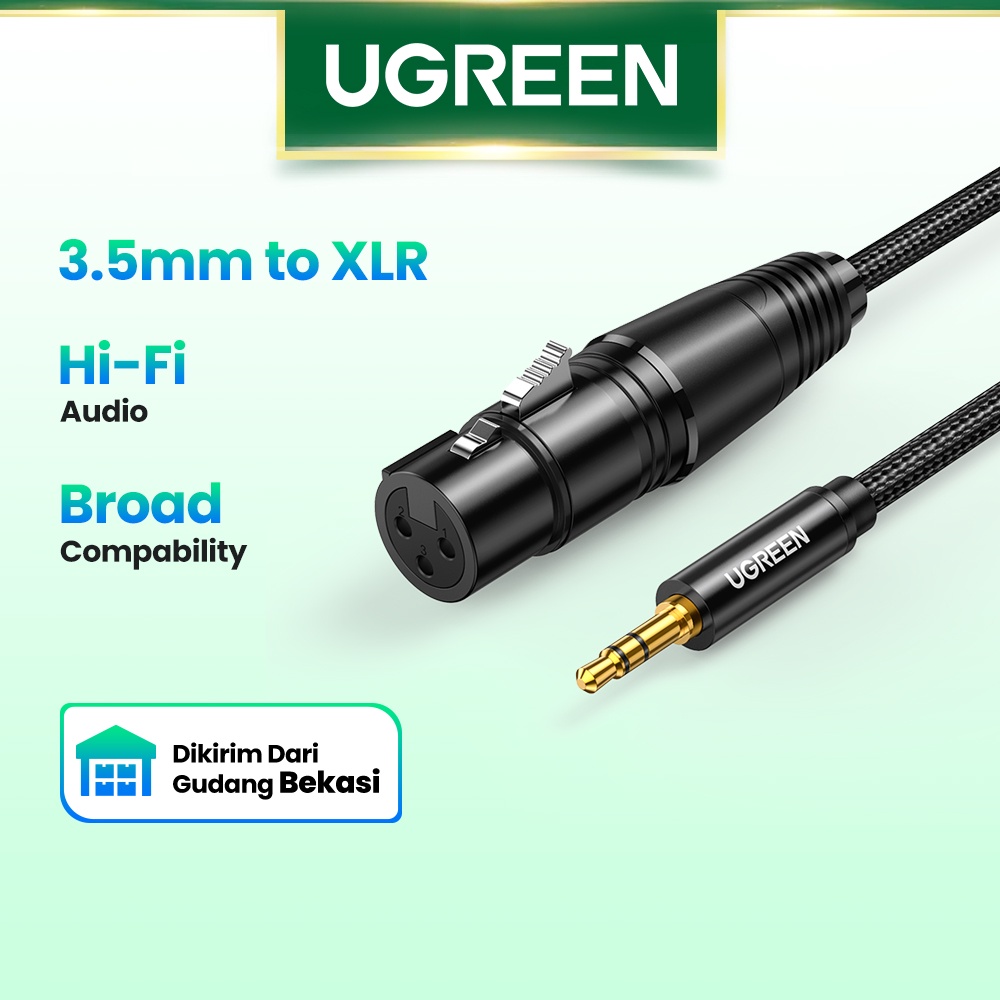 【Stok Produk di Indonesia】Ugreen Kabel Audio HiFi XLR Ke Jack Aux 3.5mm Female Untuk Kamera DSLR