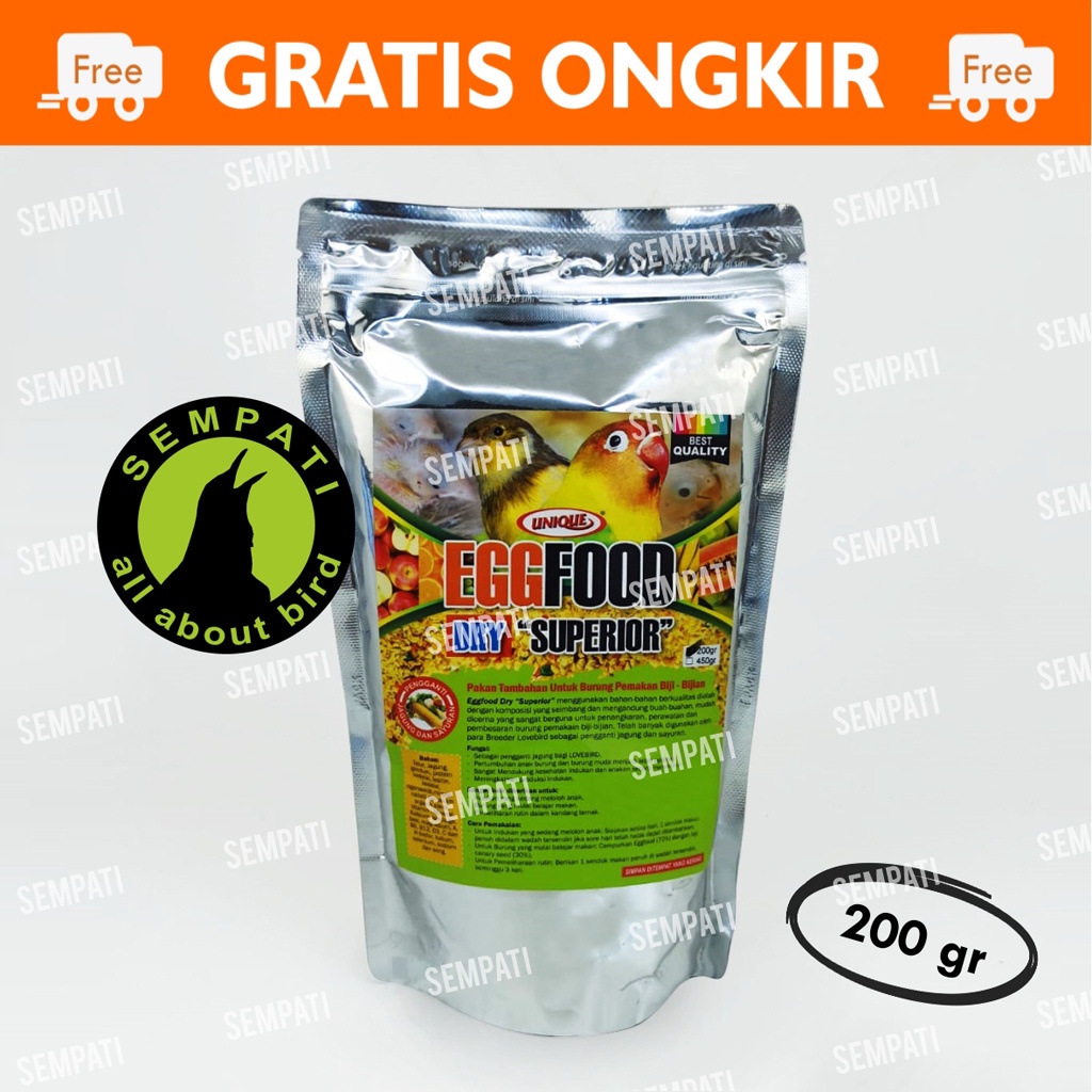 EGG FOOD DRY SUPERIOR 210 GRAM UNIQUE PAKAN BURUNG LOVEBIRD KENARI FINCH