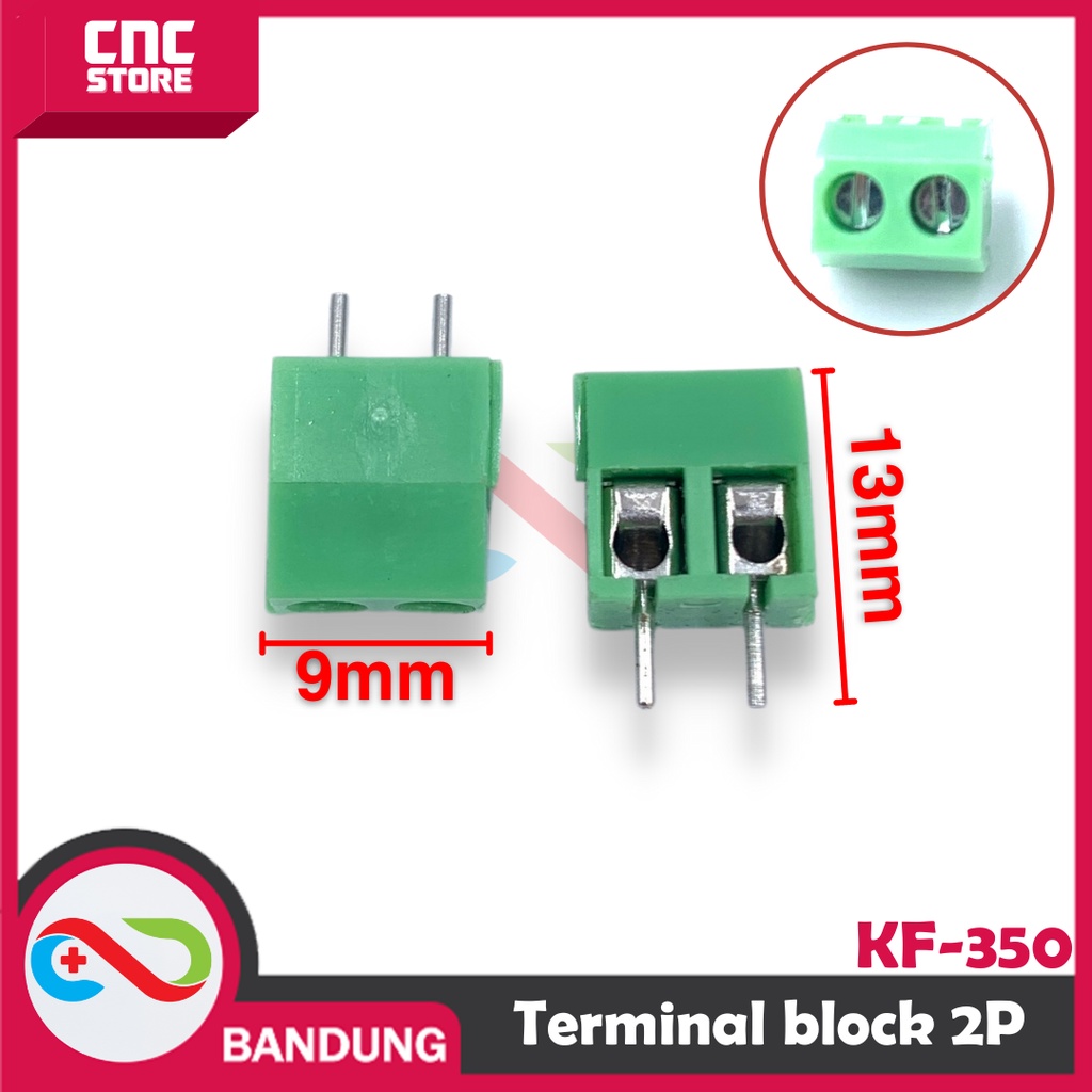 KF-350 KF350 GREEN TERMINAL BLOCK HIJAU GREEN 2 PIN SCREW 3.9MM