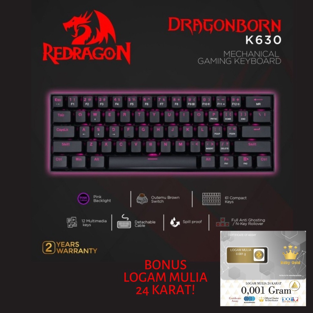 Mechanical Gaming Redragon Mechanical Gaming Keyboard DRAGONBORN - K630