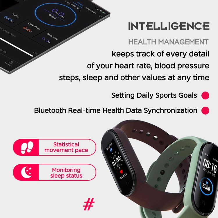 M5 Jam Digital Waterproof Olahraga Android dan iPhone Fitur Lengkap Smartband smart band5 Mi heart rate blood pressure fitness tracker fashion Play Music Custom Dial Smartband terhubung untuk iphone xiaomi samsung