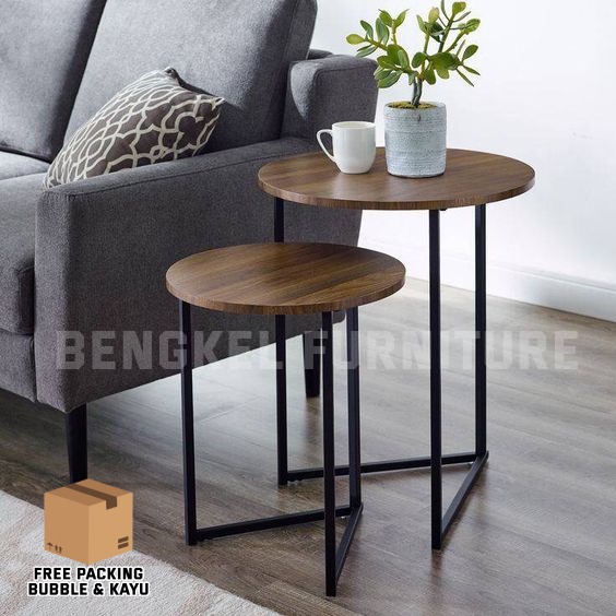 Jual Meja Ruang Tamu Minimalis HPL Rangka Besi Hollow Kuat Tahan Lama