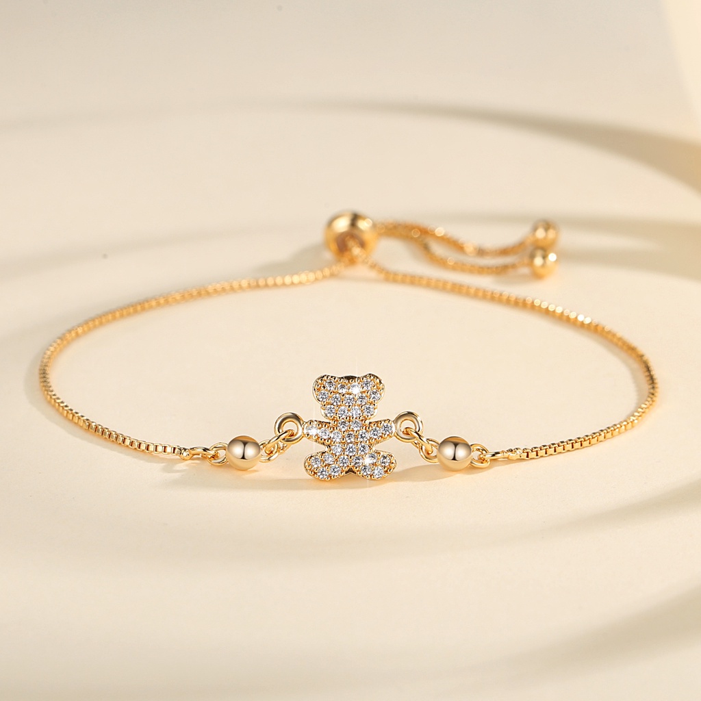 Y761 [COD✔]Gelang Hias Beruang Kristal Gaya Korea Untuk Wanita Gelang Wanita Korea / Gelang Titanium Wanita