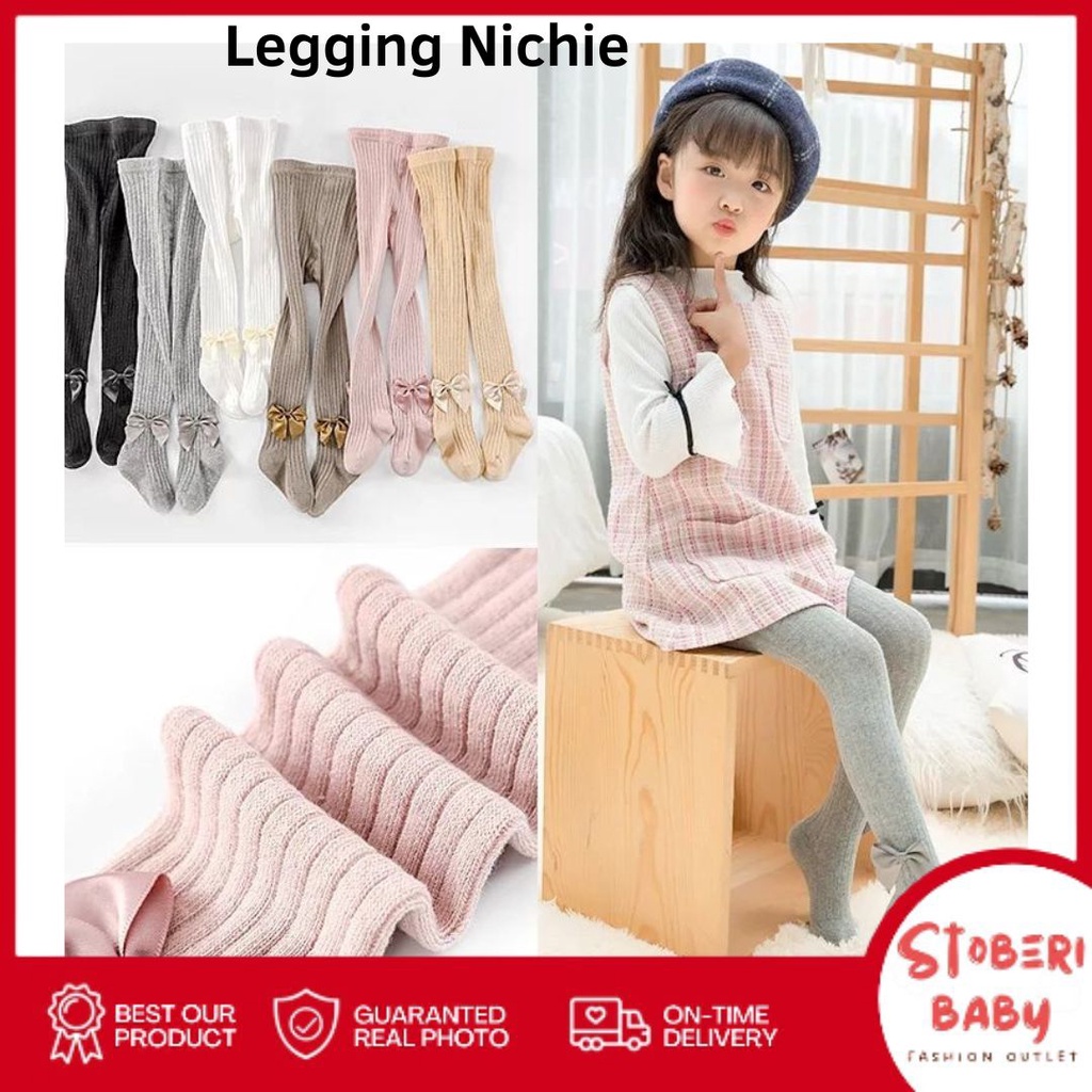 PUNCAK 3.3 stoberi baby  - LEGGING NICHIE Legging tutup kaki bayi /legging bayi import motif pita lucu