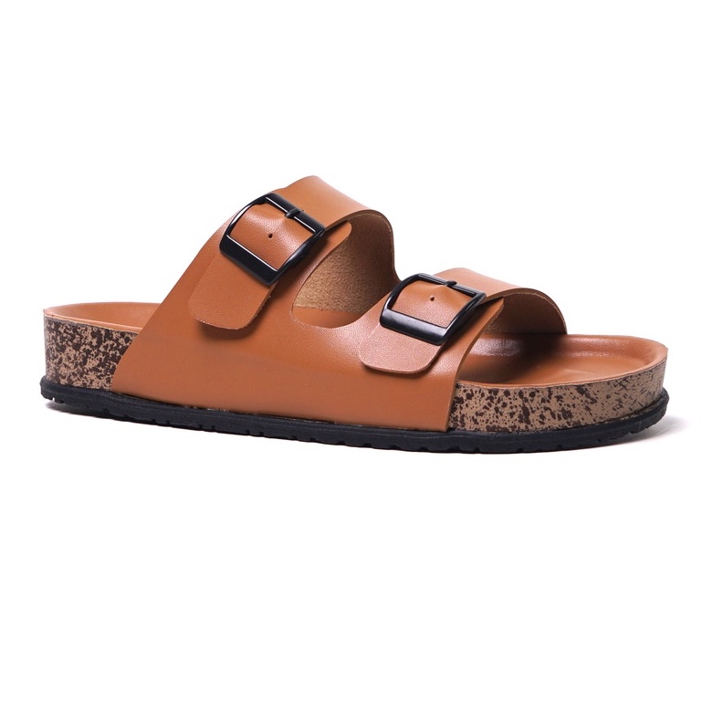 SARASARA YUK - Sandal Wanita Slop Casual Model Birken Sol Puyuh SARA SARA JINNY Sendal Selop Cewek Kulit Santai Strap Gesper Ban dua Empuk Size 36 37 38 39 40 Warna Brown Coksu Soft Anti Slip Premium Original Kekinian Terbaru Shoes ORI Mall Official Store