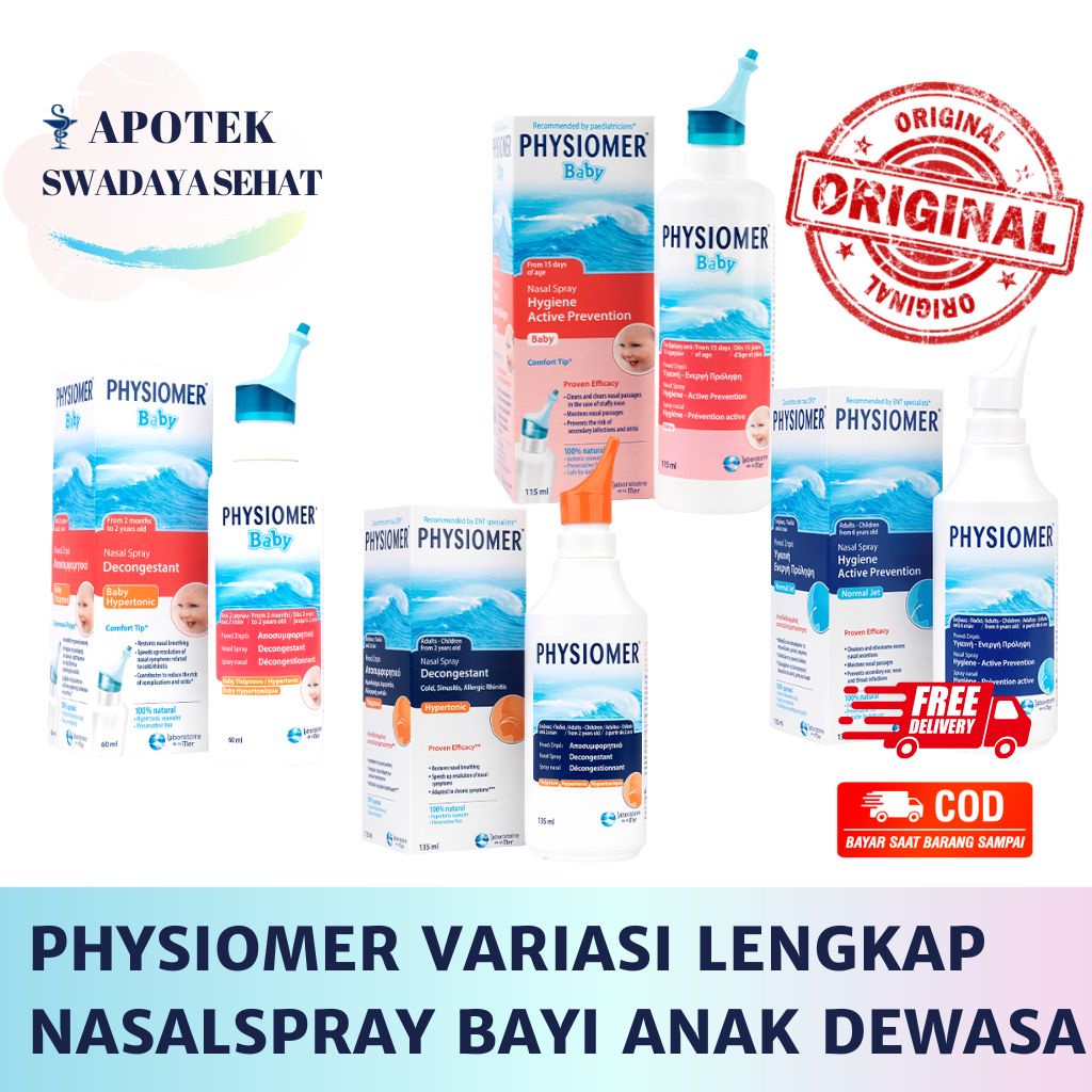 PHYSIOMER NORMAL JET 135 ML Nasal Spray ; HYPERTONIC DECONGESTAN 135 ML ; BABY NASAL SPRAY 115 ML; BABY HYPERTONIC 60 ML - Fisiomer Cairan Semprot Cuci Hidung