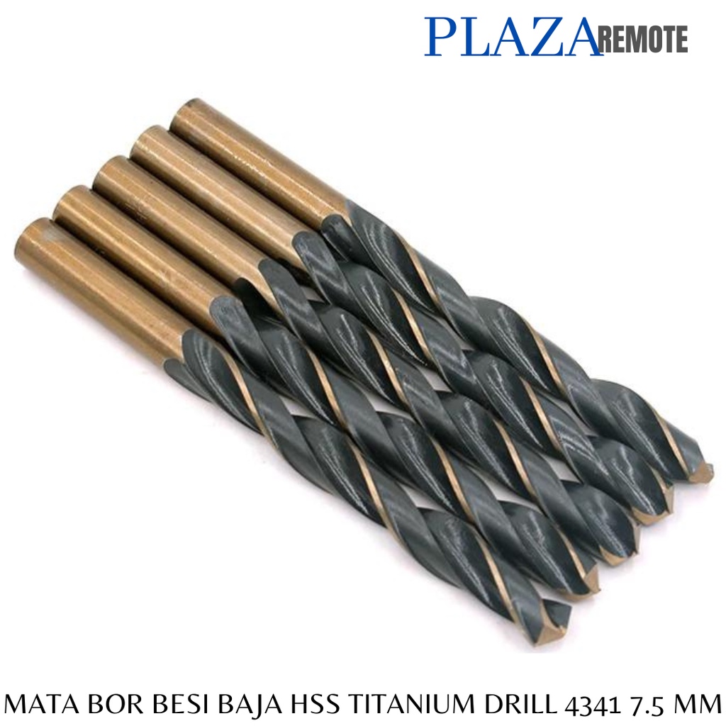 Mata Bor BESI Baja Twist 7.5 MM 4341 untuk Baja Tahan Karat, Besi, Aluminium, Kayu Dll 4341