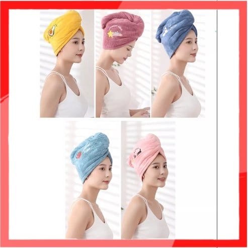 Handuk Keramas Model Kancing / Handuk Kepala / Topi Pita Import Microfiber Handuk Pita