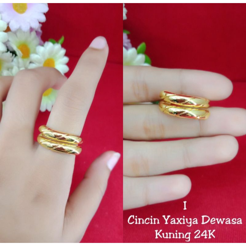 cincin ular garis lapis emas 24k