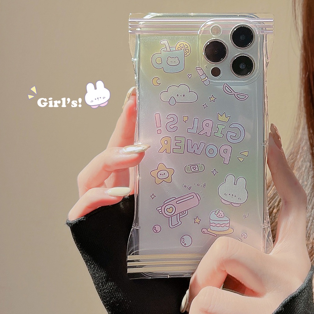 Soft Case Silikon Transparan Motif Kartun GIRLS POWER Untuk Iphone 11 12 13 14 PLUS PRO MAX