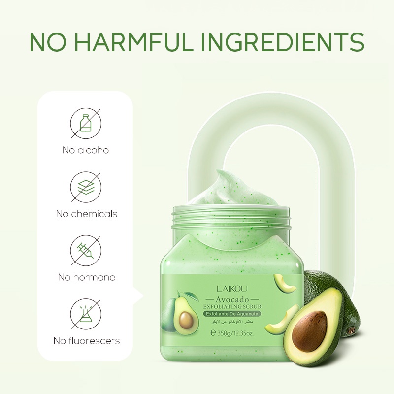 LAIKOU Avocado Body Scrub Membersihkan Pori-Pori Kulit Mati Melembutkan 350g