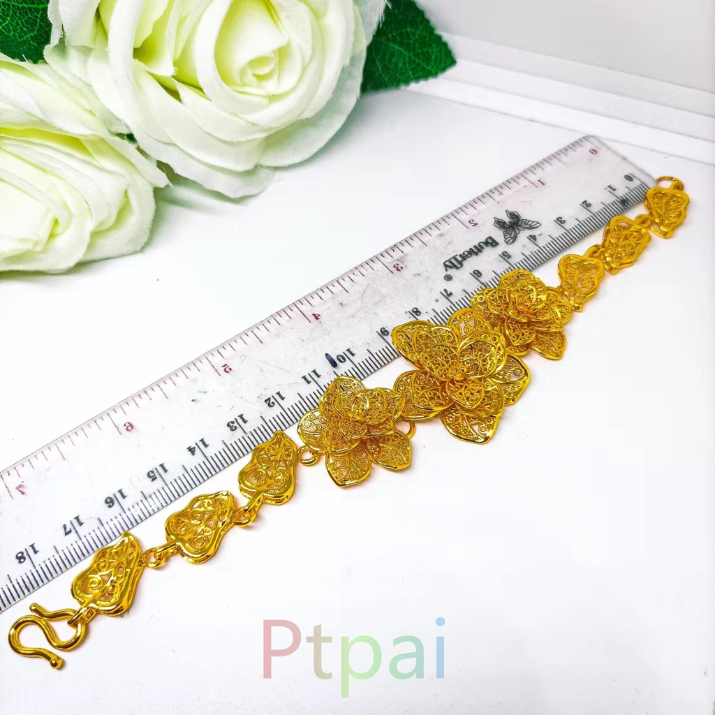 Gelang Rante bunga tiga gold perhiasan fashion xuping