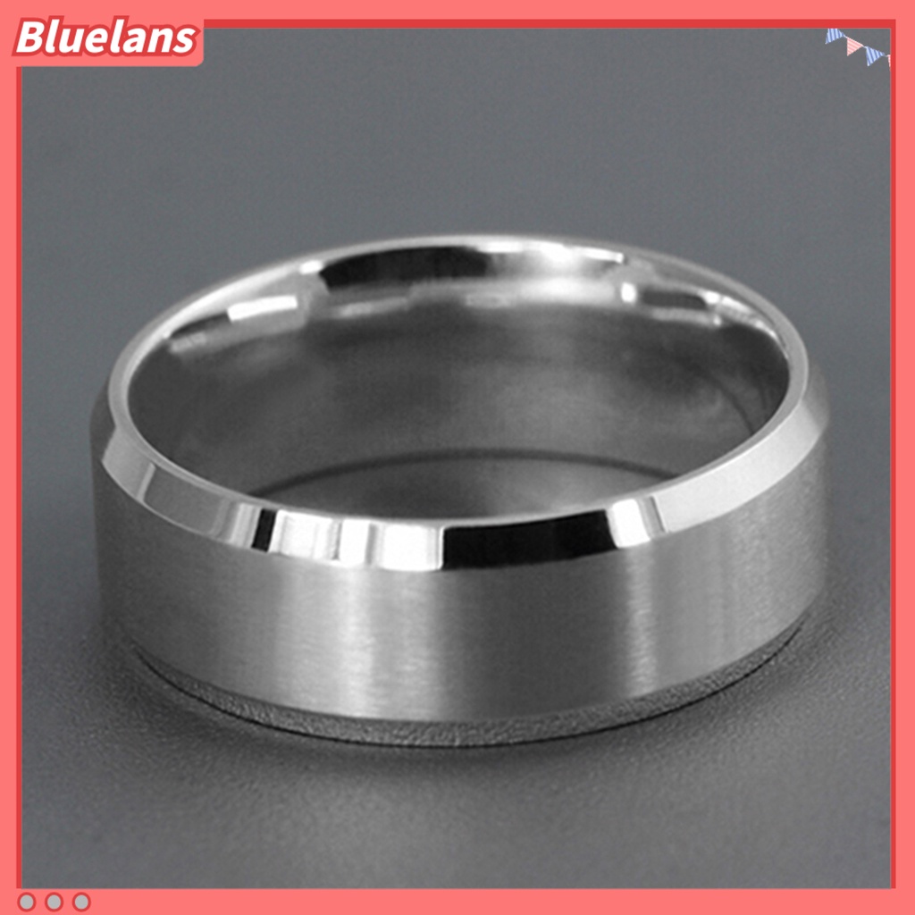 Bluelans Cincin Bahan Titanium Steel Model Lebar Gaya Punk Untuk Cocktail