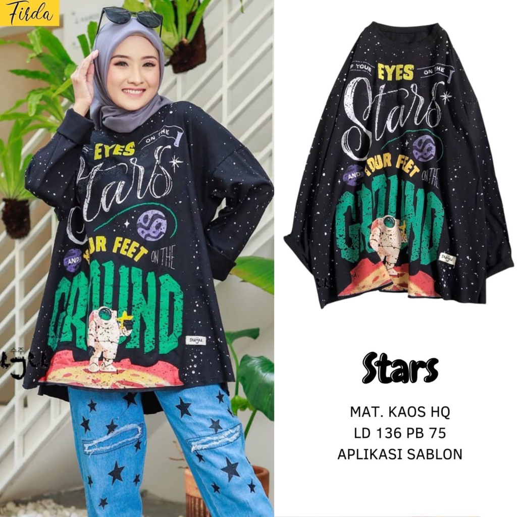 Stars Atasan Wanita Jumbo 5XL 6XL 7XL LD 140 Bahan Kaos Import Premium Ori Firda Recca